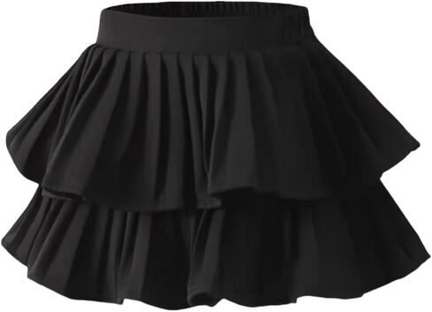Zerf Girls White Black Mini Pleated Skirt Skort for Toddler Girls Summer Pink Ruffle Tutu Skirt with Shorts Underneath in Saudi Arabia