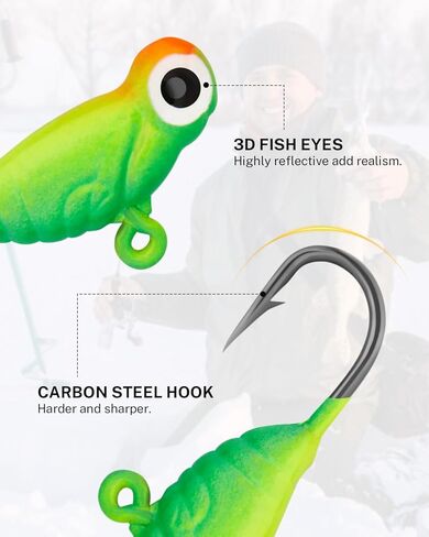 Gonex Ice Fishing Jig Kit Ice Fishing Lure Set for Walleye Perch Panfish Crappie Jigs 62PCS/106PCS in Saudi Arabia
