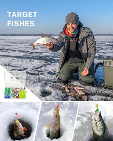 Gonex Ice Fishing Jig Kit Ice Fishing Lure Set for Walleye Perch Panfish Crappie Jigs 62PCS/106PCS in Saudi Arabia