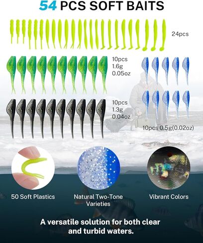 مجموعة أدوات صيد الأسماك على الجليد من Gonex مجموعة طُعم صيد الأسماك على الجليد لصيد السمك من أجل جثم بانفيش كرابي الرقص 62 قطعة/106 قطعة in Kuwait
