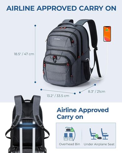 BAGSMART Slim Business Laptop Backpack with USB Charging, Water-Resistant for 15.6 Inch Notebook in Saudi Arabia