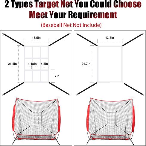 2Pcs Strike Zone Target Net,13.5x21.5in Adjustable Strike Zone Net for Baseball&Softball Nets,Lacrosse Net,Barrier Net,Portable Strike Zone Plate for Baseball Pitching Accuracy Improve in Saudi Arabia