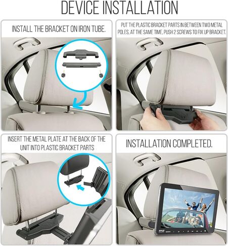 Pyle Universal Car Headrest Mount Monitor - 10.5 Inch Vehicle Multimedia DVD Player - Dual Audio Video Entertainment w/ HDMI, Wide TV LCD Screen, Wireless Headphones & Mounting Bracket - PLHRDVD101KT in Saudi Arabia