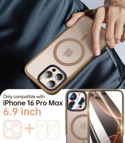 Meifigno Case for iPhone 16 Pro Max 6.9", [with 2X Privacy Screen Protectors & 1X Lens Protector] [Compatible with MagSafe] [15FT Military Drop Protection] Shockproof Case for iPhone 16 ProMax, Black in Saudi Arabia