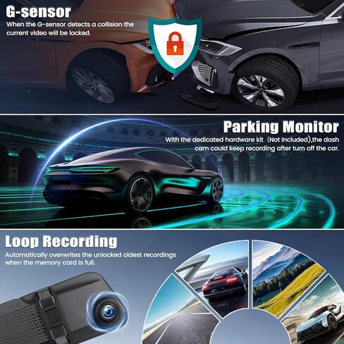 كاميرا قياس 12 بوصة 4K بمرآة رؤية أمامية مع Carplay&Android Auto، مرآة DVR ذكية عالية الدقة تعمل باللمس بالكامل مع Airplay، وصلة مرآة، FM، تسجيل حلقة، مستشعر G، فيديو WiFi، رؤية ليلية، شاشة وقوف السيارات + بطاقة 64 جيجابايت in Saudi Arabia