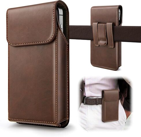 Leather Phone Holster, Universal Leather Holster Compatible with iPhone 16, 16 Pro Max, iPhone 15 Pro Max, 15 Plus... Galaxy S24... Cell Phone Holster with Belt Clip for Men Coffee (M) in Saudi Arabia