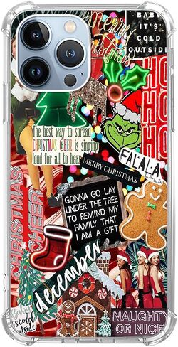 Christmas Aesthetic Collage Case Compatible with iPhone 14 Pro Max, Aesthetic Winter Holiday Case for iPhone 14 Pro Max for Teens Men and Women, Trendy Cool TPU Bumper Case Cover in Saudi Arabia