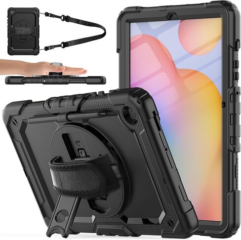 BLOSOMEET Case for Samsung Galaxy Tab S6 Lite 10.4" 2024/2022/2020 with Screen Protector S Pen Holder,Heavy Duty Case for S6 Lite Tablet P620/P625/P610/P613 with Stand Hand Shoulder Strap,Black in Kuwait
