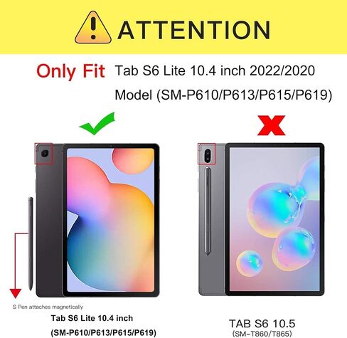 BLOSOMEET Case for Samsung Galaxy Tab S6 Lite 10.4" 2024/2022/2020 with Screen Protector S Pen Holder,Heavy Duty Case for S6 Lite Tablet P620/P625/P610/P613 with Stand Hand Shoulder Strap,Black in Kuwait