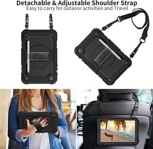 BLOSOMEET Case for Samsung Galaxy Tab S6 Lite 10.4" 2024/2022/2020 with Screen Protector S Pen Holder,Heavy Duty Case for S6 Lite Tablet P620/P625/P610/P613 with Stand Hand Shoulder Strap,Black in Kuwait