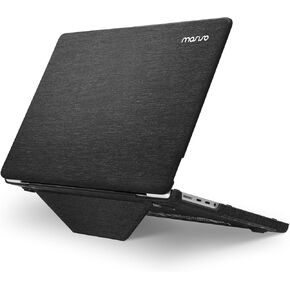 MOSISO Compatible with MacBook Pro 14 inch Case 2024 2023 2022 2021 M4 M3 M2 M1 A3112 A3185 A3401 A2918 A2992 A2779 A2442, Knit Fabric Coated Plastic Hard Shell Case with Fold Kickstand, Black