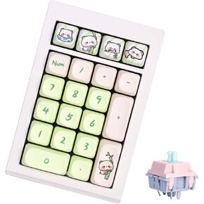 Bluetooth Number Pad, VIA Programmable Aluminum Numeric Keypad, Hot-Swappable Keypad with Fairy Linear Switch MOA Profile 21 Keys Panda Keycap Numpad for Laptop,PC, Mobile Phone, Tablet (Green)