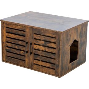 TRIXIE XL Furniture Litter Box Enclosure (Espresso Brown), Hidden Litter Box for Cats with Openings on Either Ends & Large Ventilations Slots, Double Doors for Easy Cleaning, Removable Divider