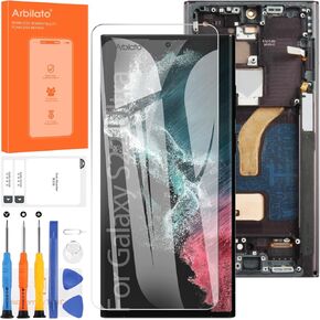 lncell US Version Screen for Samsung Galaxy S22 Ultra 5G Screen Replacement S22 Ultra 5G LCD Screen SM-S908B Touch Display Digitizer Assembly Repair Parts with Frame(No Fingerprint Function)