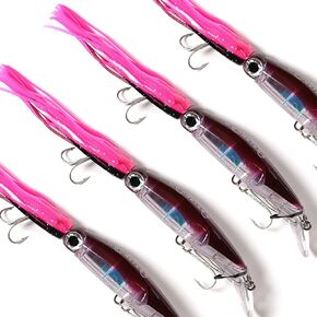 Wondersee Squid Fishing Bait Soft Hard Lures Kit Swimbait Crankbait Jig Simulation Weighted Holographic 4 PCS