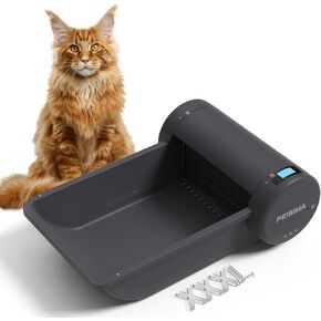 Self Cleaning Cat Litter Box,Open Top Automatic Litter Box for Multiple Cats，Extra Large Space and Low Noise,Multiple Security Protections,Gray