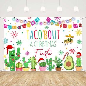 MEHOFOND 7x5ft Taco Bout A Christmas Fiesta Backdrop Mexican Feliz Navidad Party Decoration Christmas Fiesta Photography Background Mexican Xmas Holiday Festival Bannerphotoshoot Studio Props