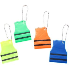 4PCS PVC Reflective Lattice Vest Design Keychain 5.5 * 4.5CM Decoration for Key Bag Wallet Backpack