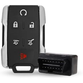 6 Buttons DIY Keyless Entry Remote Key Fob Fit for Chevy Tahoe Suburban GMC Yukon 2014 2015 2016 2017 2018 2019 2020 (FCC ID: M3N-32337100 Chrome)