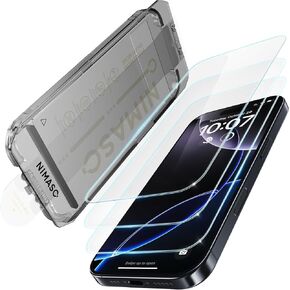 NIMASO Screen Protector for iPhone 16 Pro, 3 Pack Tempered Glass Film, Dust Removal Easy Installation Shockproof Anti-Fingerprint Guide Frame Included Compatible with iPhone 16 Pro (6.3 inches)