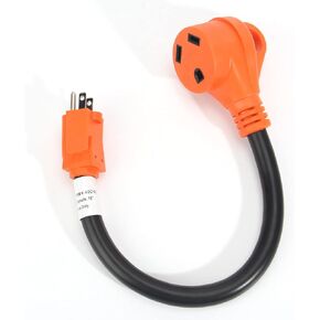 18inch 15 Amp to 30 Amp RV Adapter Cord,5-15P Male to TT-30R Female Electrical Converter with Handle Converter Cord Cable (15M/30F 18")