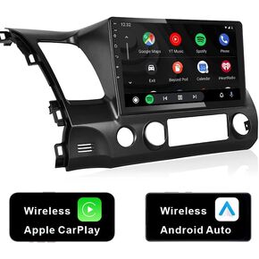 Car Stereo Radio for Honda Civic 2006-2011 Wireless Caplay Wireless Android Auto,10.1 Inch Android 2G+64G Touch Screen Head Unit with AHD Backup Camera WiFi AM/FM Bluetooth GPS/DSP/EQ/SWC