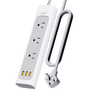 VOLTME Power Strip, Surge Protector with 3 Outlets and 3 USB Ports, 6 Feet Flat Plug Extension Cord for Home, Office, Dorm Essential, 800 Joules, ETL Listed