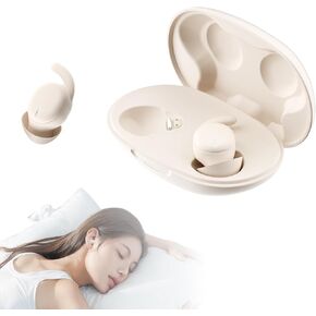 Comfortable Sleep Earbuds, Noise Blocking Sleep Headphones for Side Sleepers, Invisible Bluetooth Flat Sleepbuds, Sleep/Game/Music Mode, 6H Playtime, Slim Design Ear Buds (Beige)