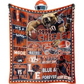 Chicago Gifts for Men Women, Chicago Football Fans Flannel Blanket, Chicago Gifts Ideas for Men Women Boys Kids Throw Blanket 60"x50"