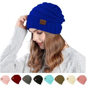 Rosoz 1&2pack Womens Winter Hats Slouchy Beanies Knit Warm Winter Beanie Hats for Women Skull Warm Cap