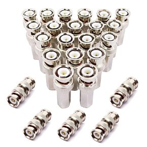 25 in Pack BNC Male Twist-on Coax Compression Connector rg59 Connector, 20 BNC RG59 Adapters 5 BNC Male to Male Connectors for CCTV Security Camera System
