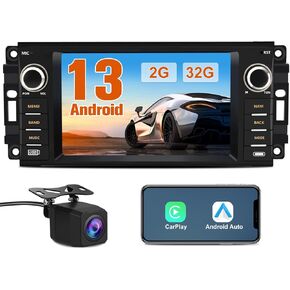 Android 13 Car Radio Stereo for Dodge Ram 1500 2500 3500 2009-2012 Avenger Challenger 2008-2014, 7 Inch Touch Screen with Wireless CarPlay Android Auto Backup Camera