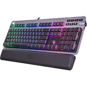 Thermaltake Argent K6 RGB Low Profile Mechanical Gaming Keyboard, Cherry MX Speed Silver, Alumiunm Top Plate, Multi-fucntion Knob, Wrist Rest, GKB-KB6-LSSRUS-01