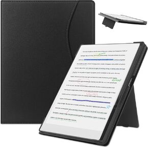 KuRoKo Stand Case for Remarkable Paper Pro Color Tablet Case 11.8" 2024 Released Folios Cover with Card Pocket and Auto Sleep/Wake & Pen Holder Compatible with Remarkable Paper Pro (Black)