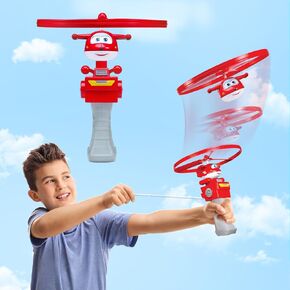 Super Wings Outdoor Toys, Golden Boy Flying Toys for Kids Ages 3-5 4-8, Toddler Outdoor Games Flying Discs, Outside Toys Airplane Launcher Toy for Kids Boys Girls Age 3 4 5 6 7 8 9+