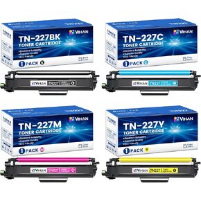 TN227 TN-227BK/C/M/Y High Yield Toner Replacement for Brother TN-227 TN227 Toner Cartridge 4 Pack with MFC-L3770CDW HL-L3290CDW HL-L3270CDW Printer