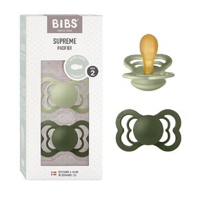 BIBS Pacifiers - Supreme Collection | BPA-Free Baby Pacifier | Made in Denmark | Set of 2 Island Sea/Sage Color Premium Soothers | Size 0-6 Months