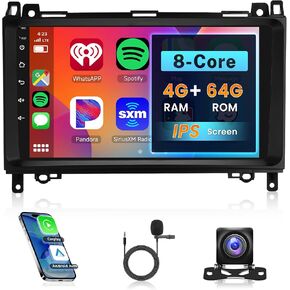 8Core 4G 64G Radio for Mercedes Benz W906 Sprinter W169 W245 W639 Vito Viano, Rimoody Car Stereo Carplay Android Auto 9'' Touchscreen GPS 4G WiFi BT/FM DSP-36 Mirror Link 59-UI Themes Backup Camera