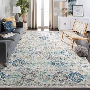 SAFAVIEH Madison Collection Runner Rug - 2'3" x 8', Cream & Multi, Boho Chic Distressed Design, Non-Shedding & Easy Care, Ideal for High Traffic Areas in Living Room, Bedroom (MAD611B)
