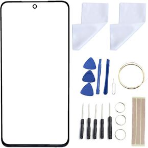 FainWan Front Screen Glass Outer Panel Lens Replacement +OCA Repair Tools Kit Compatible with Ga-la-xy S21FE 5G SM-G990B, SM-G990B/DS, SM-G990U 6.4 inch Black Adhesive