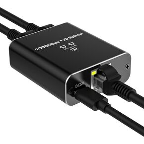 Ethernet Splitter 1 to 2 Ports, 1000Mbps Max High Speed Internet Splitter 1 in 2 Out for Cat 5/5e/6/7/8