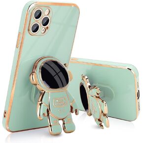 Compatible with iPhone 12 Case Cute 3D Astronaut Stand Design Camera Protection Shockproof Soft Back Cover for Apple iPhone 12 Phone Case Purple