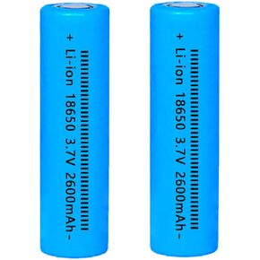 18650 Battery 2 Packs 3.7V 2600mAh 18650 Flat top Rechargeable Batteries for Headlamp, LED Flashlight, Electronic Devices etc