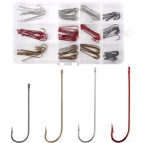 Dr.Fish Aberdeen Hooks Assortment, Freshwater Fishing Hooks Kit, Long Shank Light Wire High Carbon Steel Live Bait Hooks Fishing Tackle Trout Bass Crappie Salmon Walleye