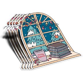 (3Pcs) Merry Bookmas Matte Sticker Reading Lover Nerd Book Addict Bookish Decal Christmas Waterproof Vinyl Stickers Adult for Laptop Kindle Tumbler Water Bottle Mug Phone Notebook - Size 3"x2.3"