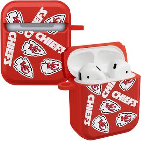 GAME TIME Kansas City Chiefs Silicone HDX Case Cover Compatible with Apple AirPods Gen 1 & 2 (Classic Black)