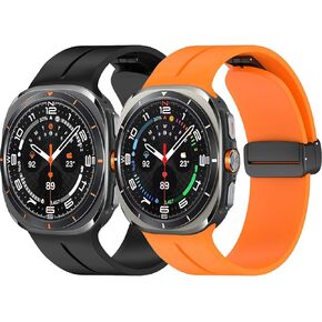 Galaxy Watch Ultra Bands,Magnetic Sport Band for Samsung Watch Ultra Band 47mm Men Women,Soft Silicone Replacement Strap Breathable Wristbands for Samsung Galaxy Watch 7 Ultra Band 47 mm (2024),2 Pack