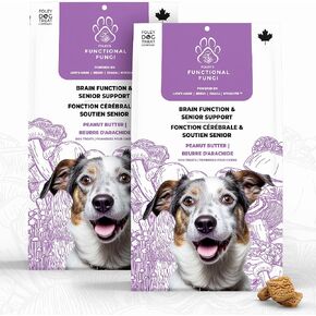 Foley's Functional Fungi Dog Treats – for Brain Function and Senior Support – Peanut Butter Flavor – Puppy Treats with Mushroom Supplement – Premium Nutrition – 200 Grams