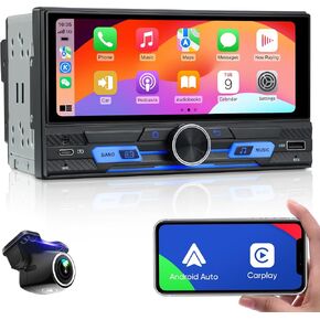 6.9-Inch Double Din Touchscreen Car Stereo - Android 12 2GB+32GB Type-C&USB Two Din Wired/Wireless Carplay Android Auto,1080P HD GPS Navigation Handsfree Calling WiFi, Mirror Link/SWC/FM/BT