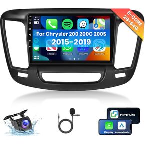 [8 CORE 4G+64G] Car Radio for Chrysler 200 200C 200S 2015-2019 with Wireless Carplay/Android Auto, 9 Inch Android 13 IPS Touch Screen Car Stereo, Bluetooth, GPS Navi, WiFi, SWC, DSP + Backup Camera
